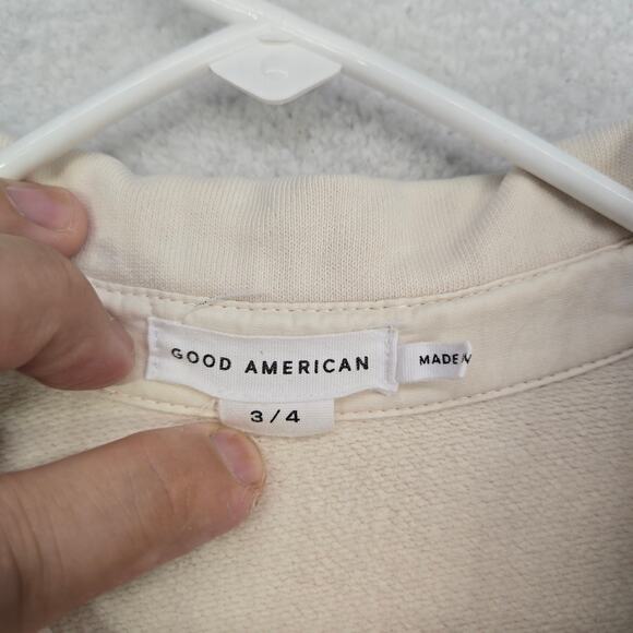 Good American Fleece Shacket Womens L/XL 3/4 Bone Casual Button Down Long Sleeve - Picture 5 of 14